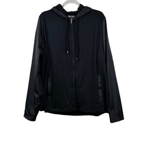 NEW Michael Kors Full Zip Jacket Hoodie Mixed Media Lightweight Black Men's XL